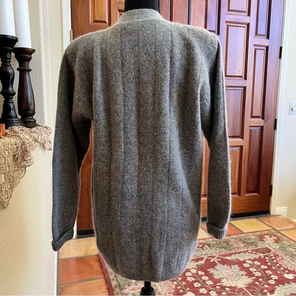 Vtg Liz Claiborne Gray Cable Knit Cardigan Sweater Wool Angora Women's S Grandpa - Picture 4 of 6
